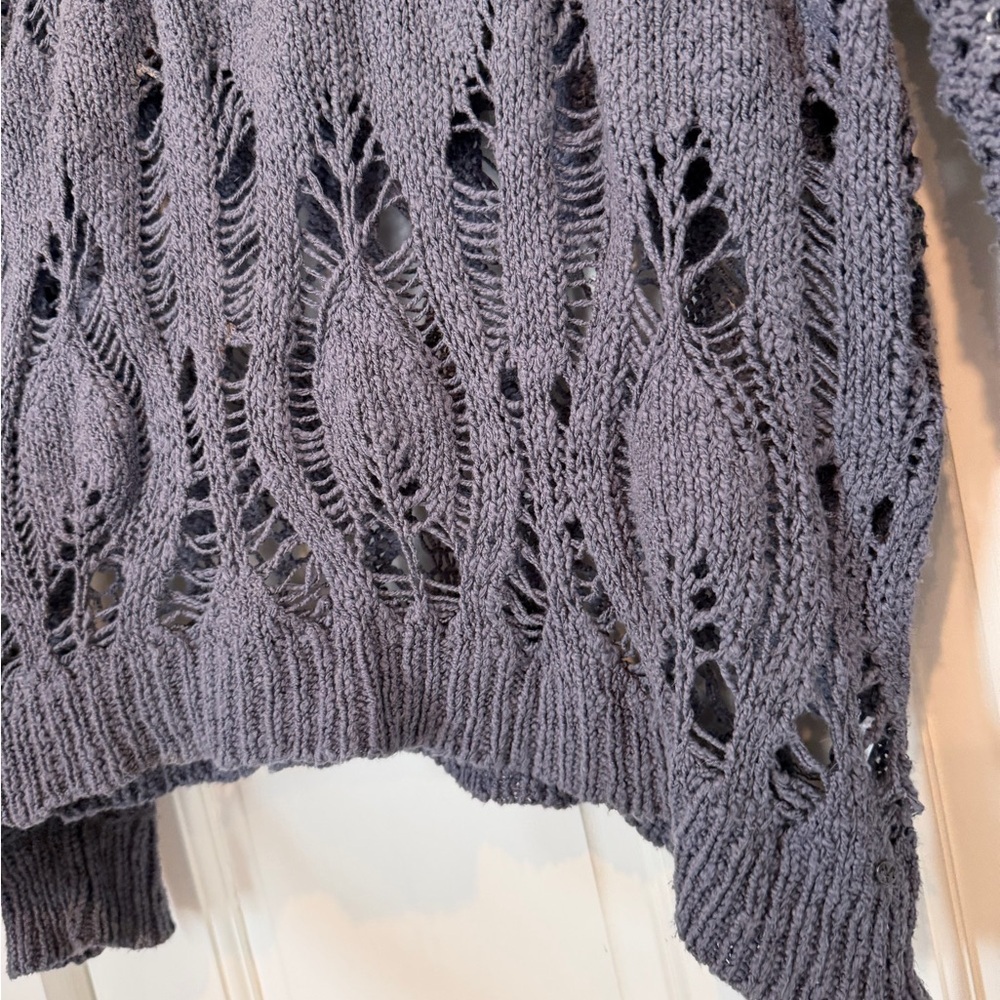 American Eagle Outfitters Charcoal Open-Knit Sweater - Picture 3 of 4